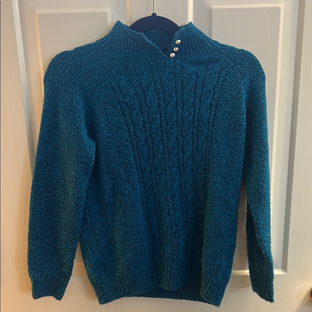 Karen Scott Teal Knit Sweater